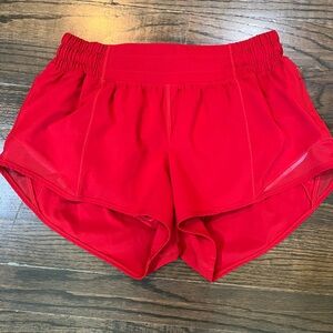 Red Lululemon shorty shorts (SZ 4)
